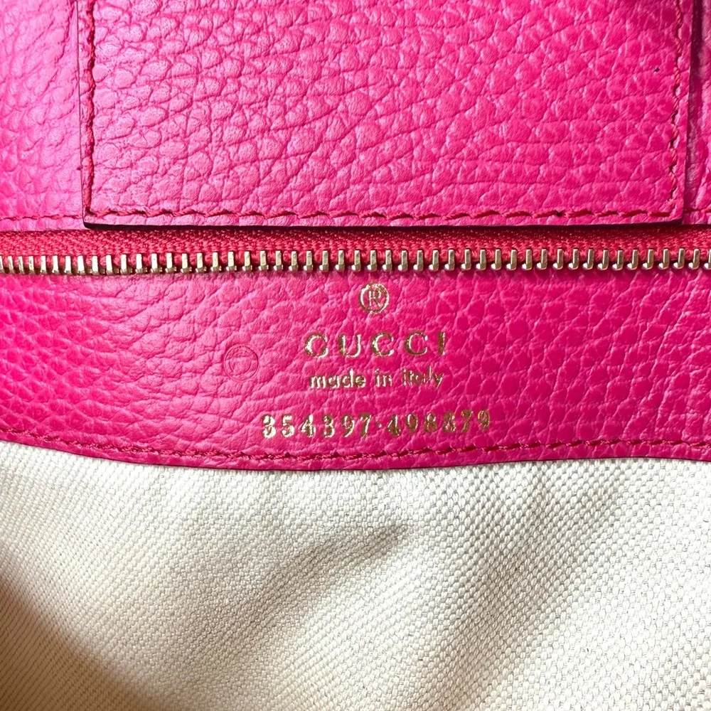 Gucci authentic pink leather large Swing tote bag beige lining